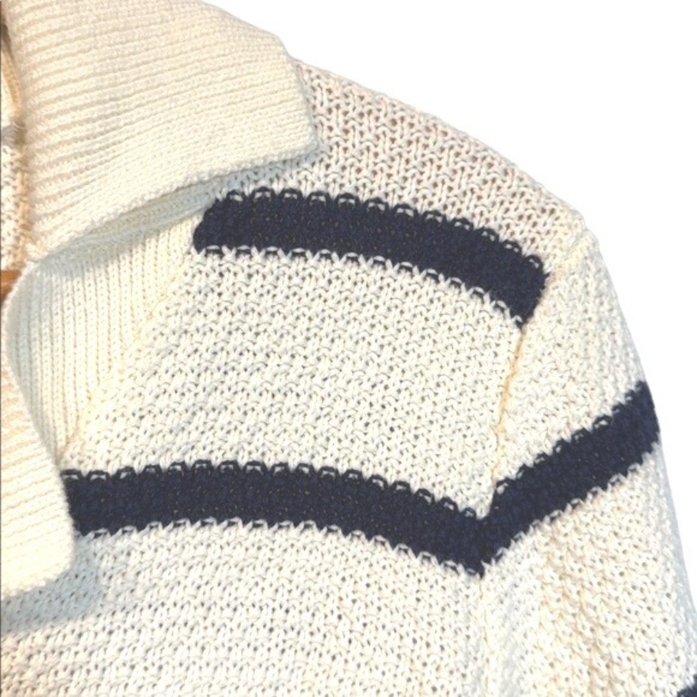 Andy & Evan Kid's Preppy Cream Blue Stripe Toggle Cardigan Sweater Size 11/12 - Picture 3 of 9